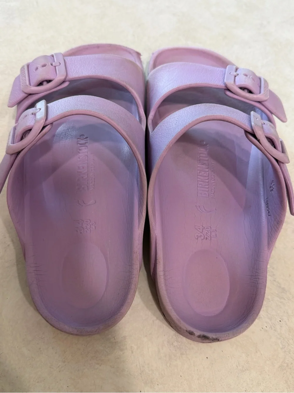 Birkenstock Arizona Sandals EUR 34 Purple Fog Beach Lightweight Kids